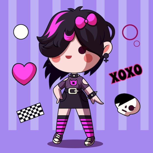 Ilustración de persona emo dibujada a mano