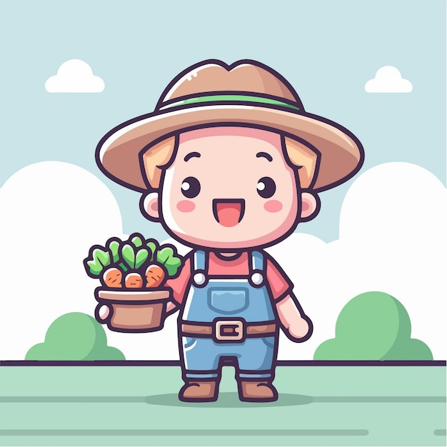 Ilustración de un personaje de abuelo jardinería diseño vectorial plano