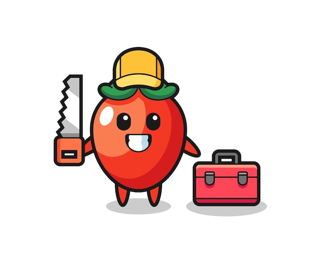 Ilustración del personaje de ají como carpintero