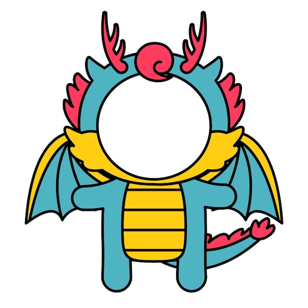 Ilustración del personaje del Año del Dragón Azul Ilustración con un recorte para componer una cara