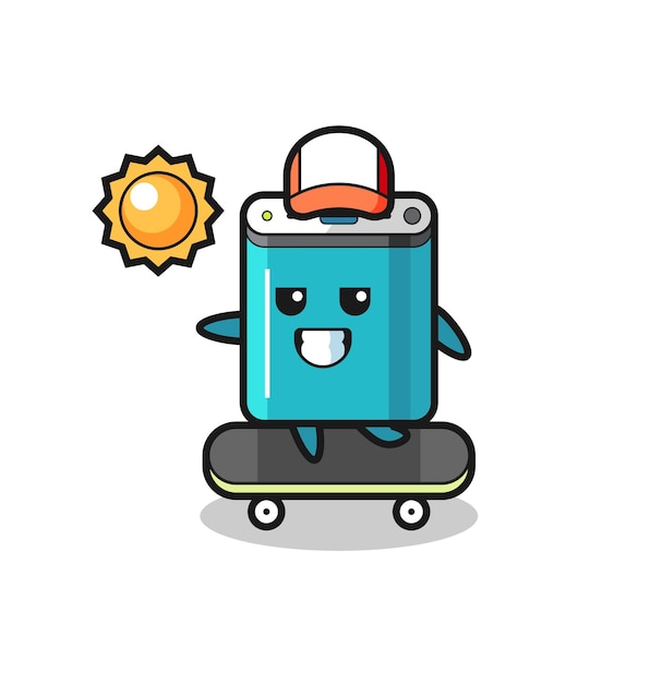 Ilustración de personaje de banco de energía andar en patineta