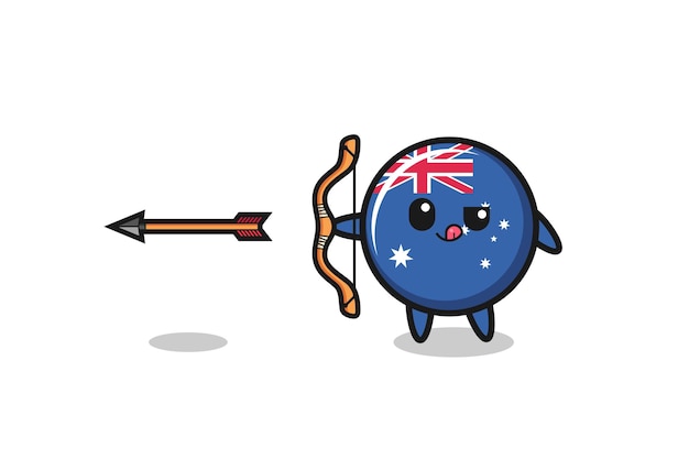 Ilustración del personaje de la bandera de australia haciendo tiro con arco