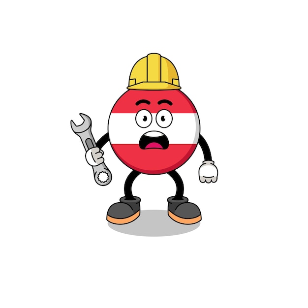 Ilustración de personaje de la bandera de austria con diseño de personaje de error 404