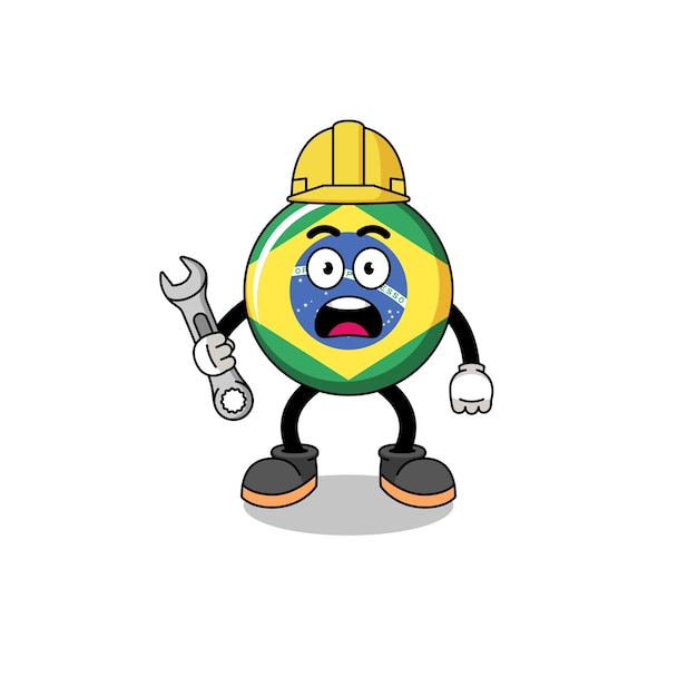 Ilustración de personaje de la bandera de brasil con error 404
