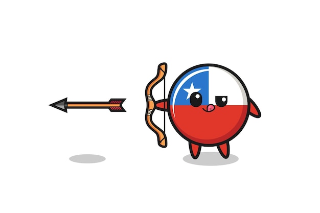 Ilustración del personaje de la bandera de chile haciendo tiro con arco