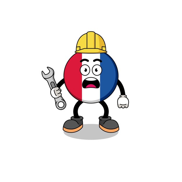 Ilustración de personaje de la bandera de Francia con diseño de personaje de error 404