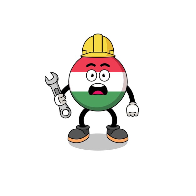 Ilustración de personaje de la bandera de hungría con error 404