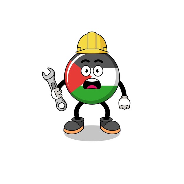 Ilustración de personaje de bandera palestina con error 404