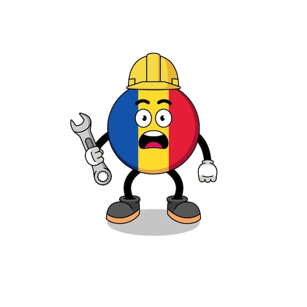 Ilustración de personaje de la bandera de rumania con diseño de personaje de error 404