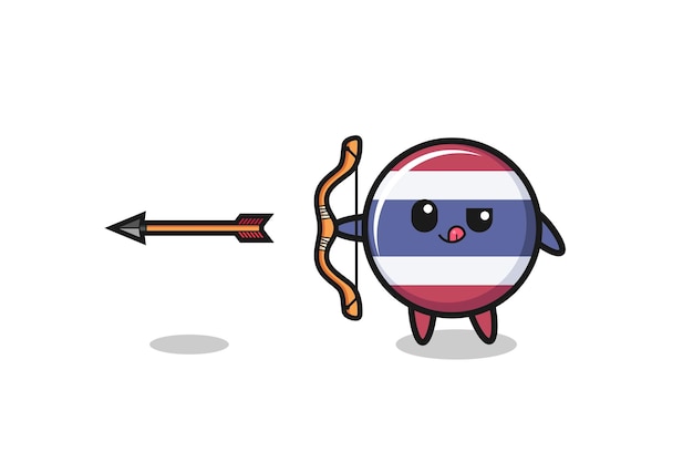 Ilustración del personaje de la bandera de tailandia haciendo tiro con arco