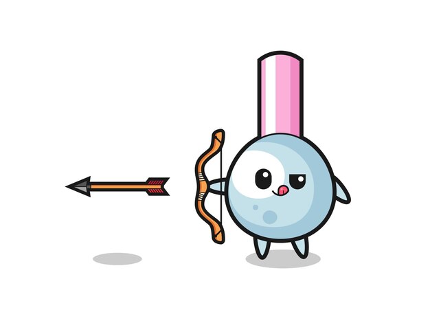Ilustración del personaje de bastoncillo de algodón haciendo tiro con arco