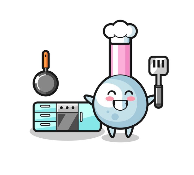 Ilustración de personaje de bastoncillo de algodón mientras un chef está cocinando