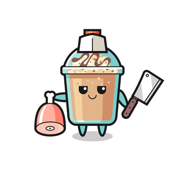 Ilustración del personaje de batido como carnicero, diseño de estilo lindo para camiseta, pegatina, elemento de logotipo