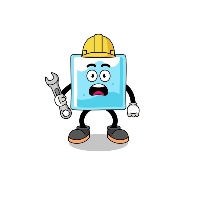 Ilustración de personaje de bloque de hielo con diseño de personaje de error 404