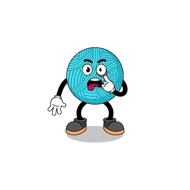 Ilustración de personaje de bola de hilo con diseño de personaje de lengua fuera