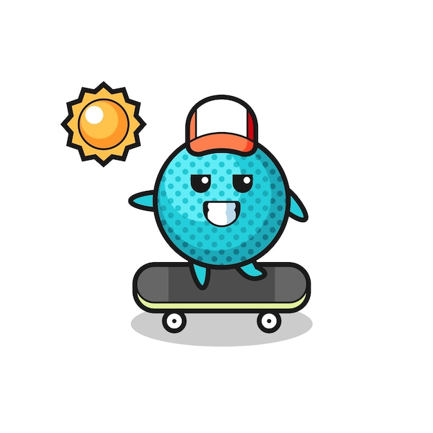 Ilustración de personaje de bola puntiaguda andar en patineta