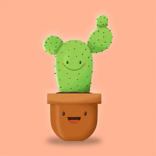 Vector ilustración de personaje de cactus