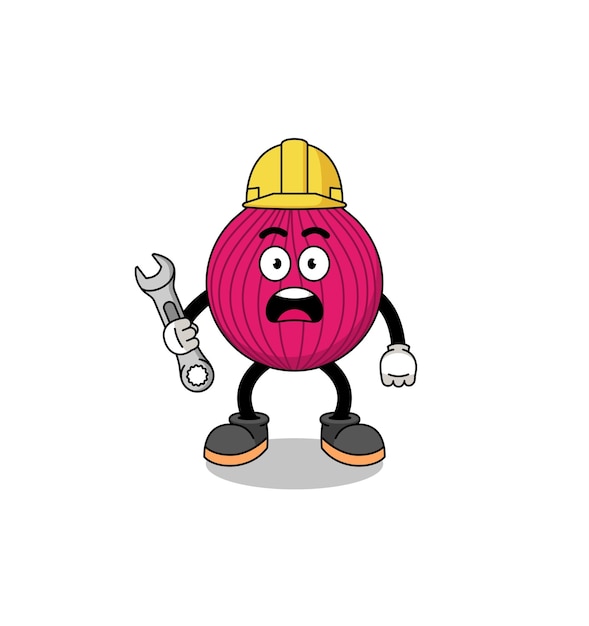 Ilustración de personaje de cebolla roja con diseño de personaje de error 404