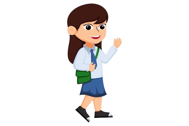 Ilustración de personaje de chica linda estudiante