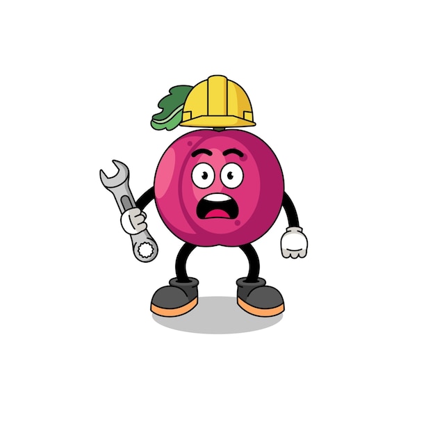 Ilustración de personaje de ciruela con error 404