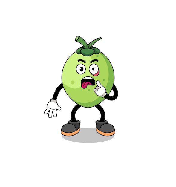 Ilustración de personaje de coco con lengua fuera