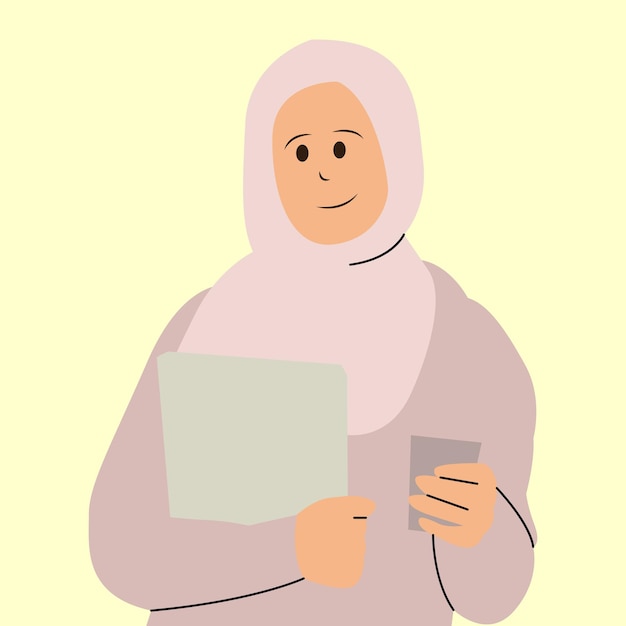 Ilustración de personaje de colegiala musulmana