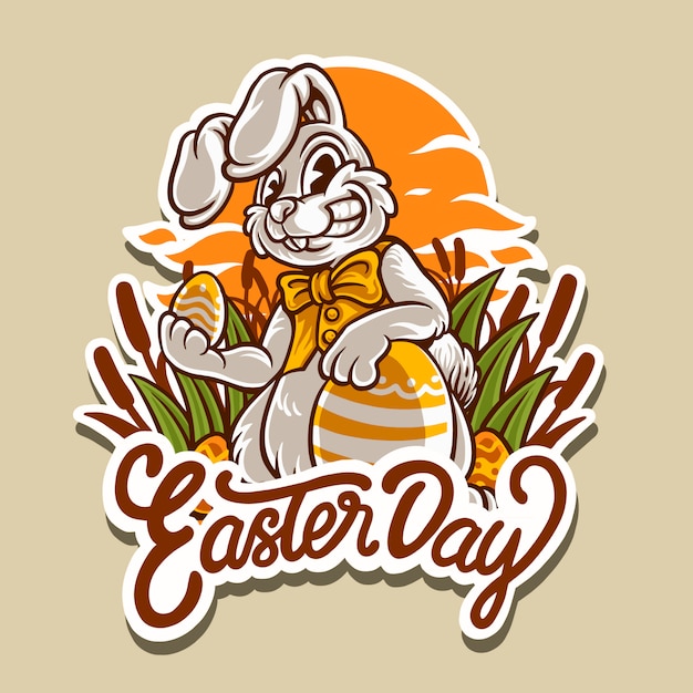 Vector ilustración del personaje de conejito de pascua para el día de pascua