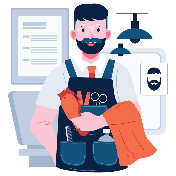 Ilustración del personaje del cortador de cabello