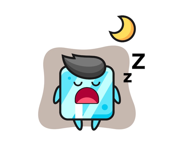 Ilustración de personaje de cubo de hielo durmiendo por la noche