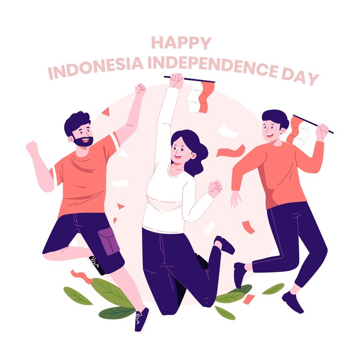 Ilustración del personaje del día de la independencia de Indonesia