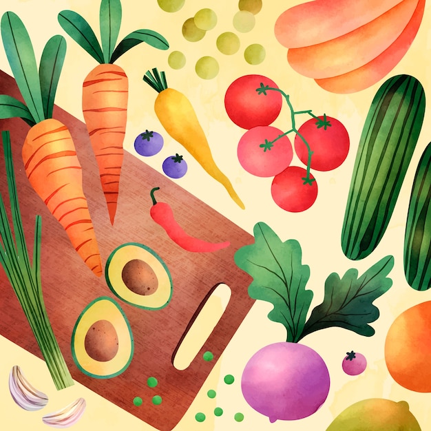 Ilustración de personaje del día mundial vegano en acuarela