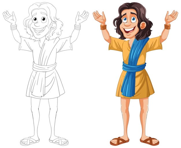 Ilustración de un personaje de dibujos animados alegre