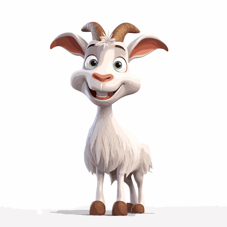 Vector ilustración del personaje de dibujos animados cute goat