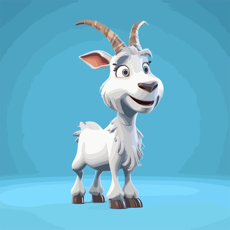 Vector ilustración del personaje de dibujos animados cute goat