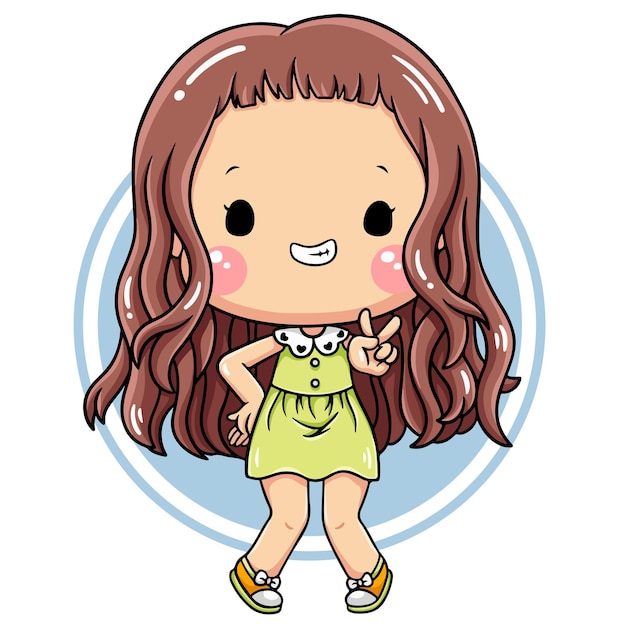 Ilustración de personaje de dibujos animados linda chica
