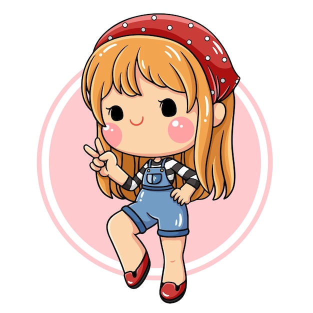 Ilustración de personaje de dibujos animados linda chica