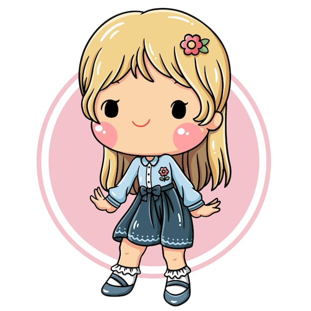 Ilustración del personaje de dibujos animados linda girlxDxA