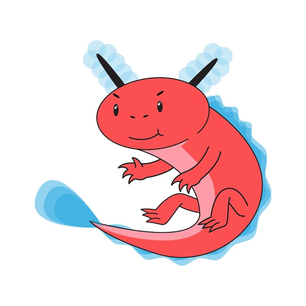 Ilustración de personaje de dibujos animados lindo ajolote