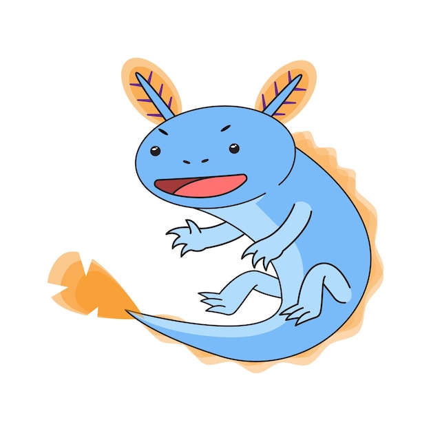 Ilustración de personaje de dibujos animados lindo ajolote