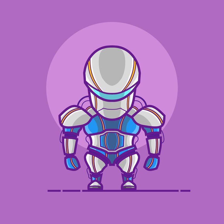 Vector ilustración de personaje de dibujos animados lindo robot cyborg