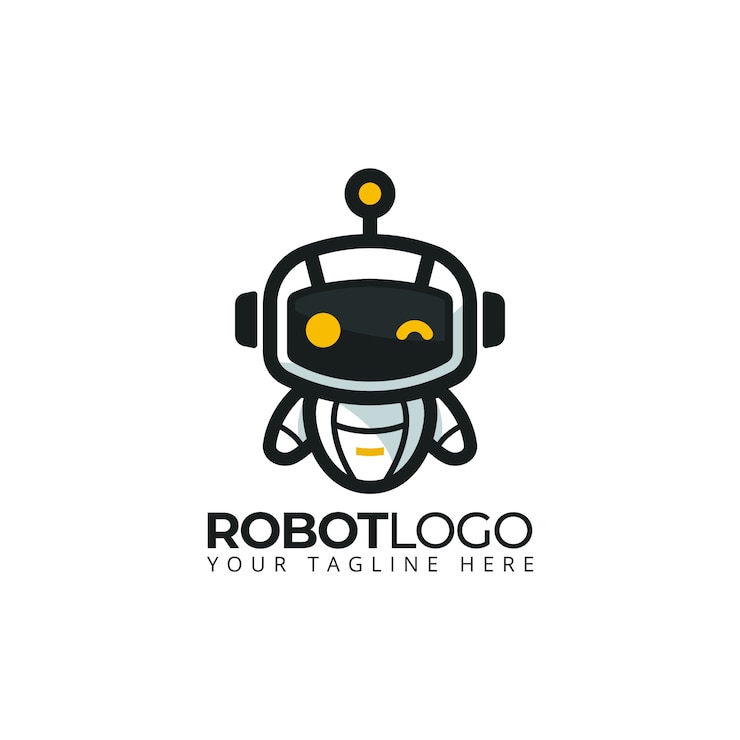 Vector ilustración de personaje de dibujos animados lindo robot mascota logotipo