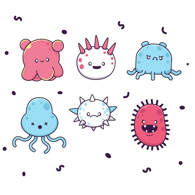 Ilustración de personaje de dibujos animados de mascota de virus