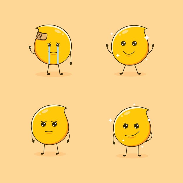 Ilustración de personaje de dibujos animados de vector de aceite lindo estilo de diseño plano simple