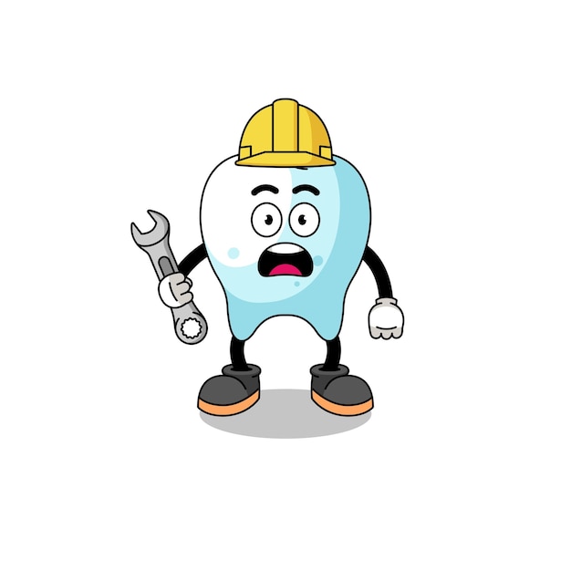 Ilustración de personaje de diente con error 404