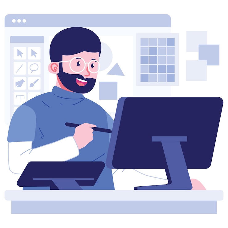 Ilustración del personaje del diseñador