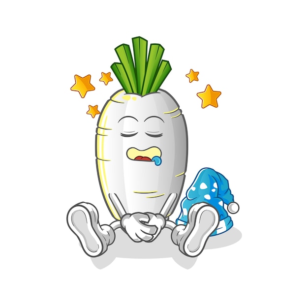 Ilustración de personaje durmiente de rábano blanco