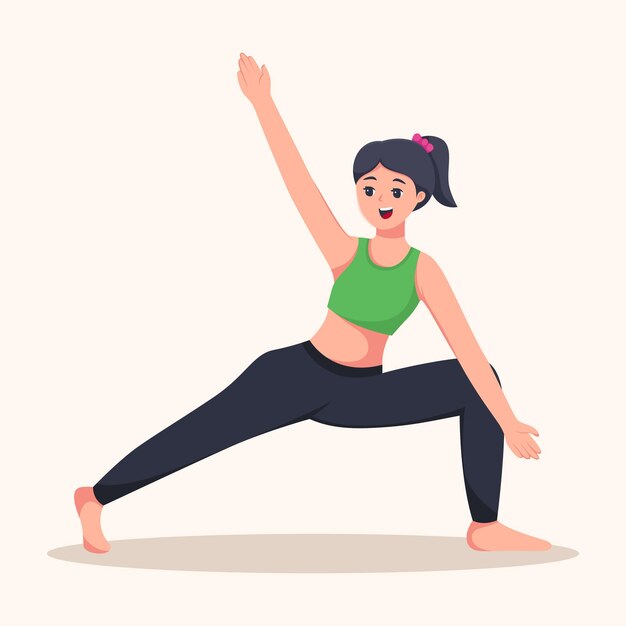 Ilustración de personaje de ejercicio de yoga femenino