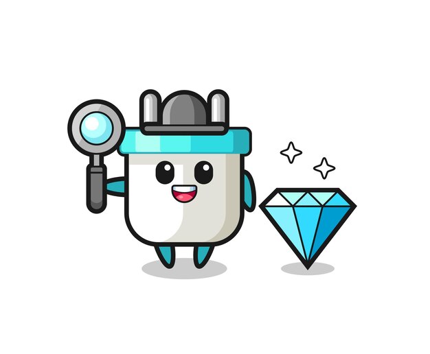 Ilustración del personaje de enchufe eléctrico con un diamante