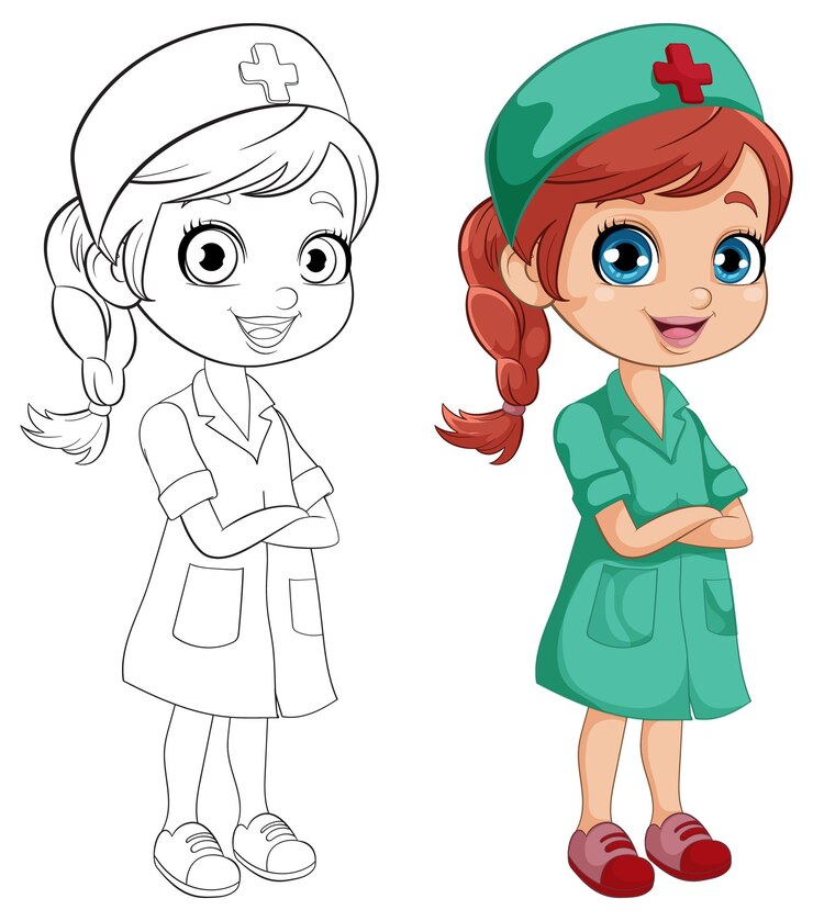 Ilustración del personaje de la enfermera linda