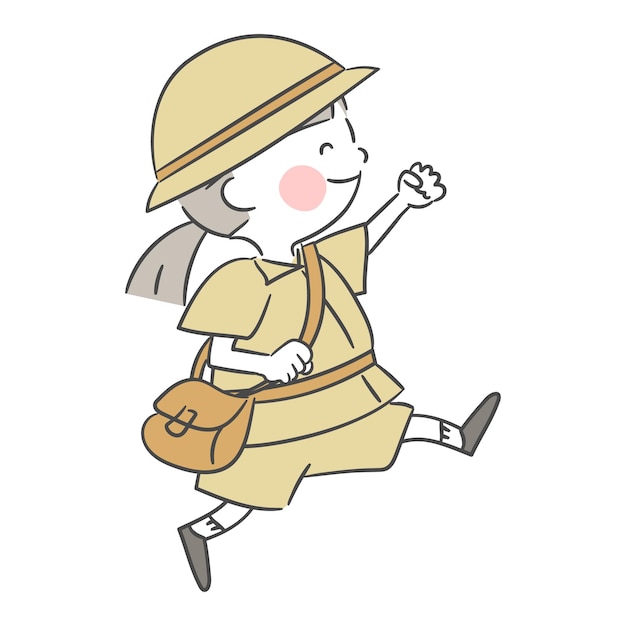 Ilustración de un personaje explorador caminando